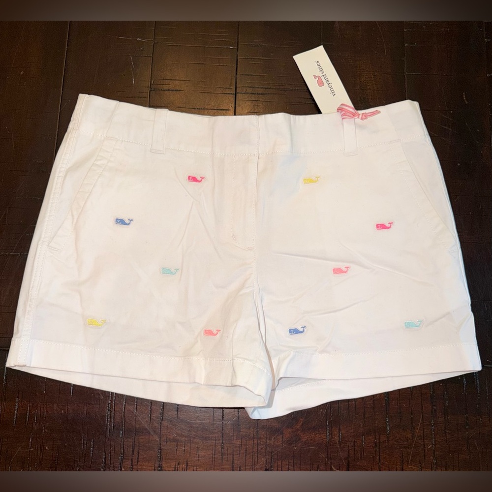 Vineyard Vines White Shorts with Embroidered Whales - NWT Girls 16